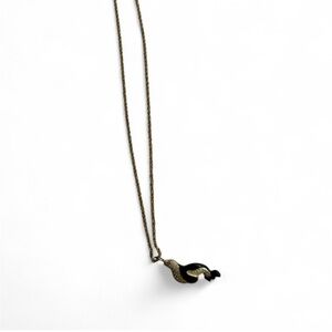 Swarovski Signed Sea Lion Pendant Necklace - Black and Gold